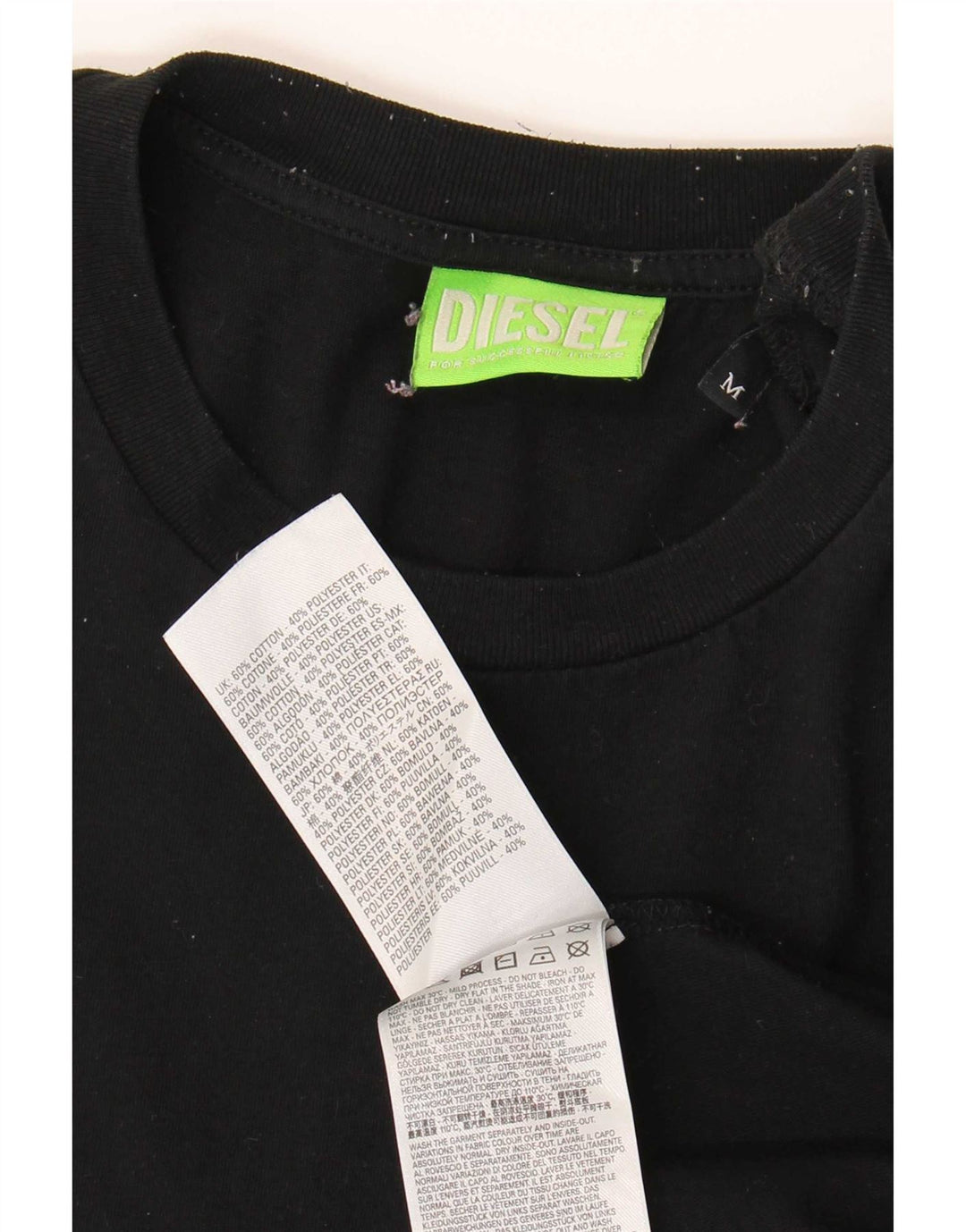 Camiseta masculina diesel diesel top médio algodão preto