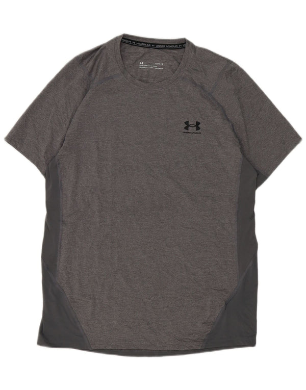 Under Armour Herren Heat Gear T-Shirt Top Large Grau Polyester