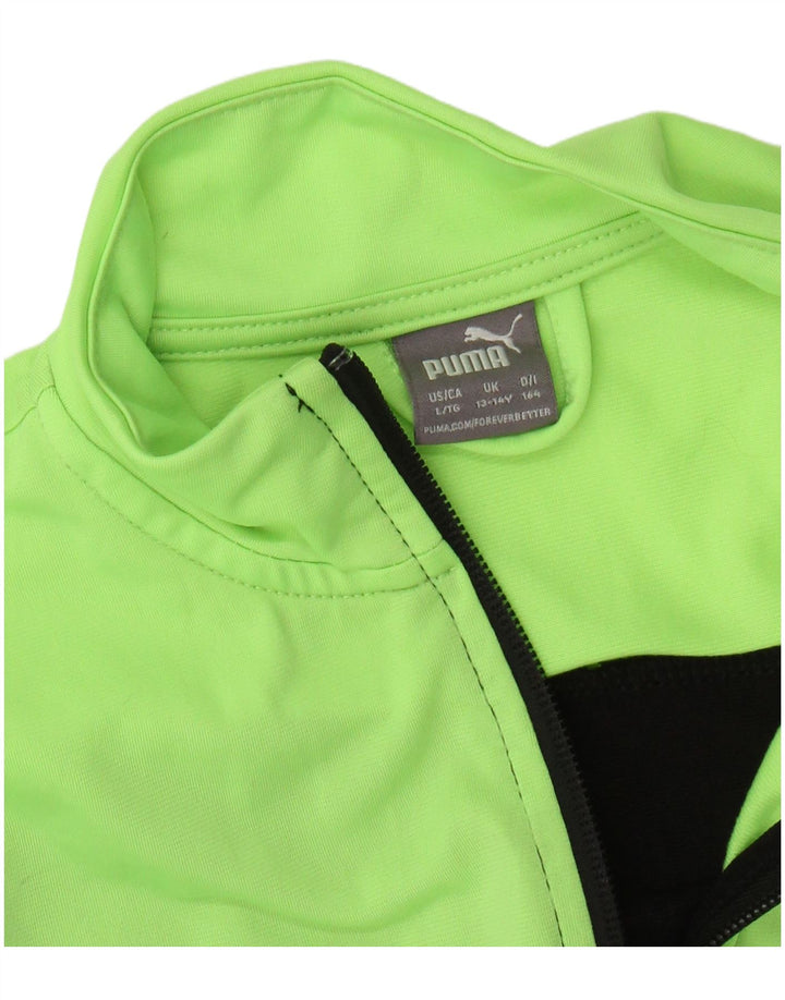 PUMA Boys Tracksuit Top Jacket 13-14 Years Black Colourblock