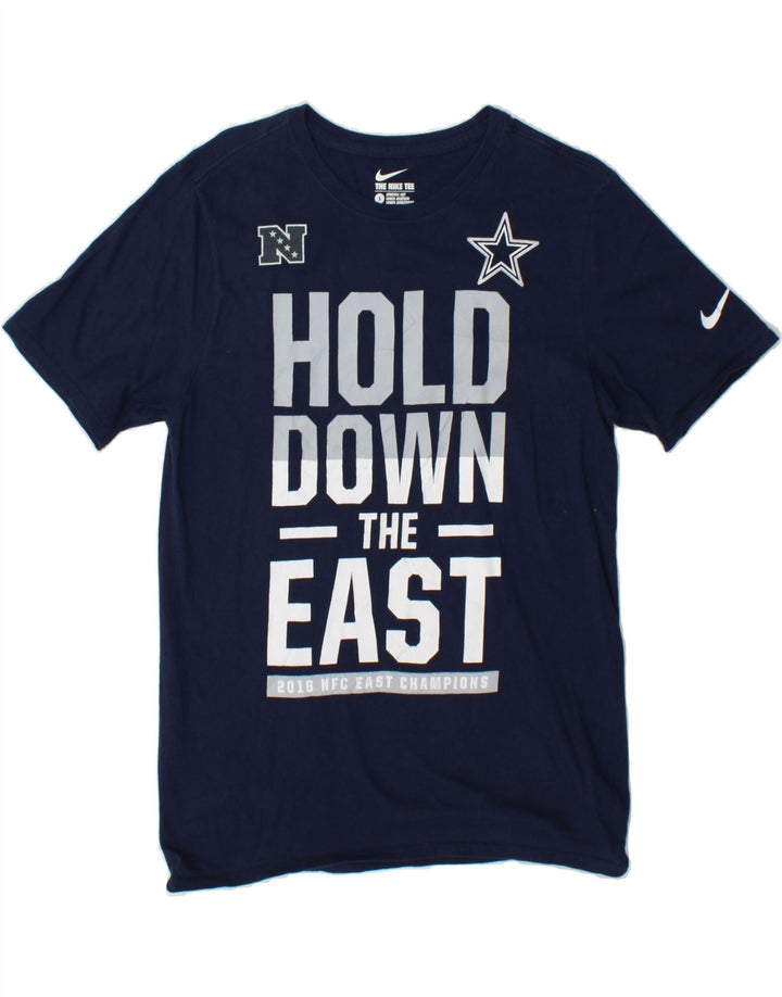 NIKE Mens Athletic Cut Graphic T-Shirt Top Small Navy Blue Vintage Nike and Second-Hand Nike from Messina Hembry 