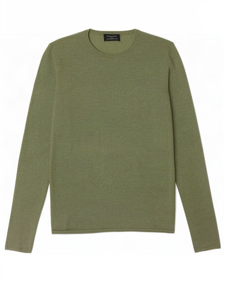 Zara Pull Col Ras Du Cou Homme Vert Moyen