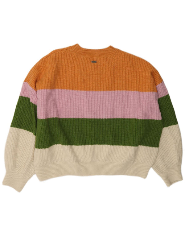 Barbour Womens Crop Boat Neck Jumper Sweater UK 18 XL Flerfarvet Stribet
