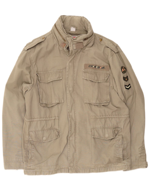 Tęczowa męska kurtka wojskowa z kapturem UK 34 XS Khaki, bawełna