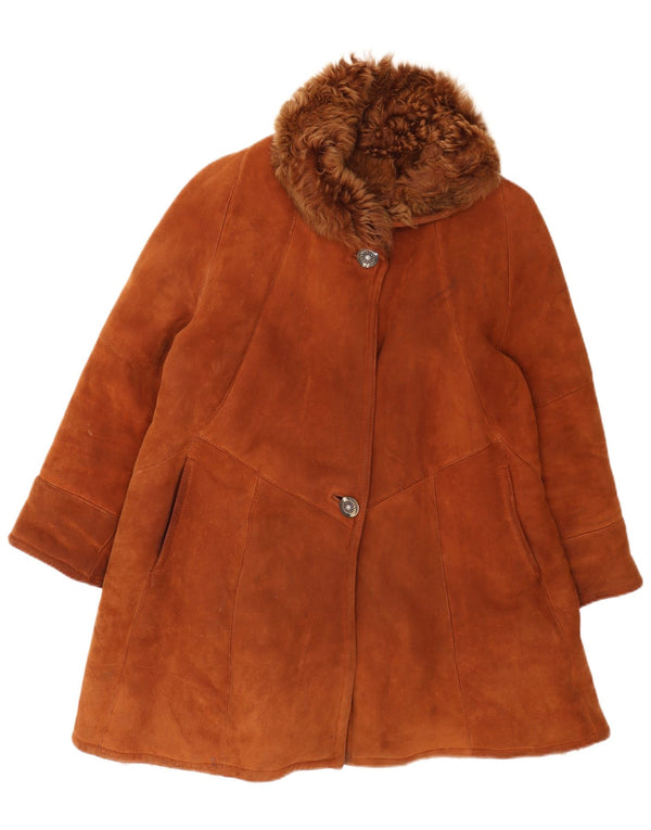 AC Womens Oversized Shearling Coat IT 42 Medium Brown