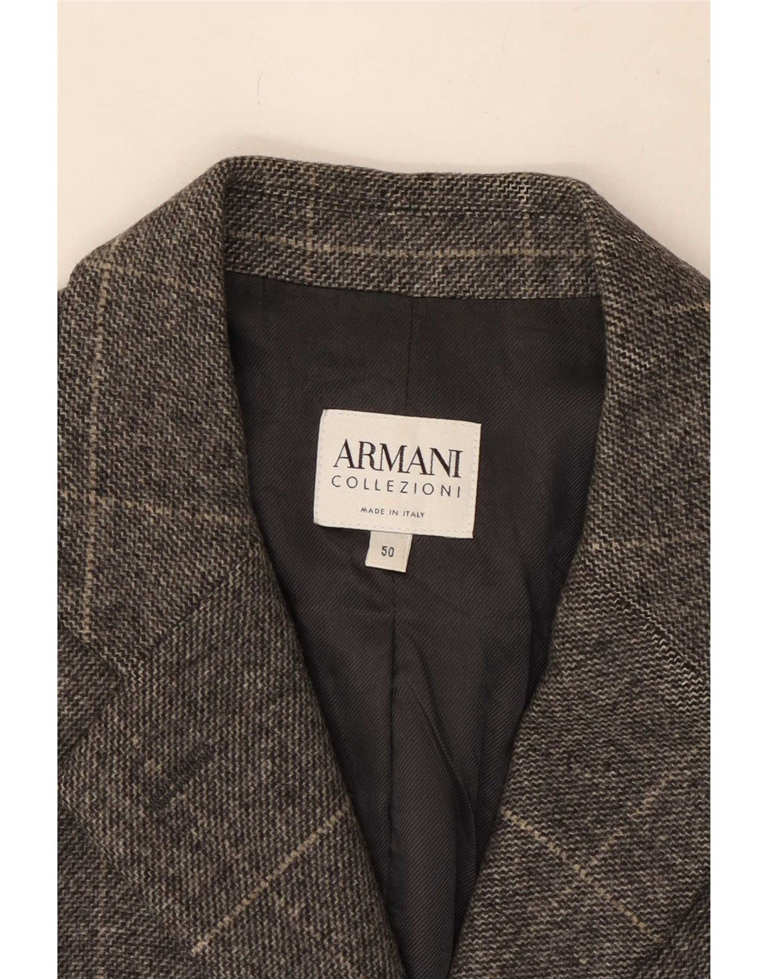 Armani Collezioni Damen 3-Knopf-Blazerjacke IT 50 XL grau karierte Wolle