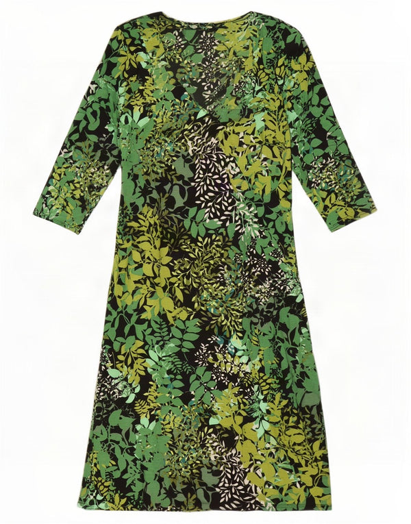 Wallis Womens Petite 3/4-Ärmel-Basic-Kleid UK 8 Kleine grüne Viskose mit Blumenmuster