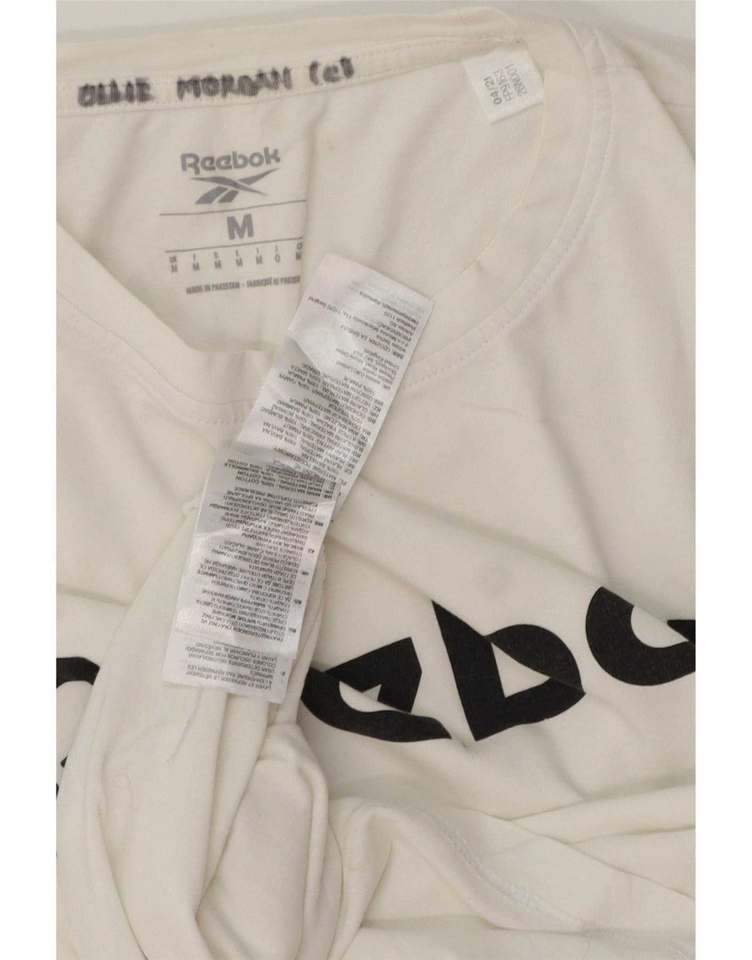 Reebok Herre grafisk T-shirt Top Medium Hvid Bomuld