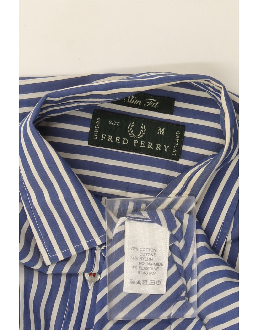 Fred Perry Herren-Slim-Fit-Hemd aus mittelblauer, gestreifter Baumwolle