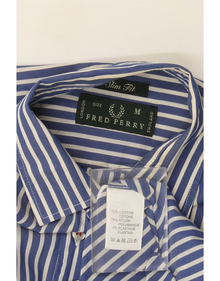 Fred Perry Herren-Slim-Fit-Hemd aus mittelblauer, gestreifter Baumwolle
