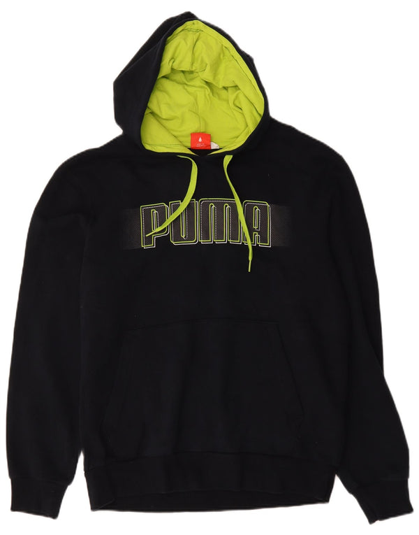 Ανδρικό γραφικό φούτερ με κουκούλα Puma, μεσαίο μπλε βαμβακερό
