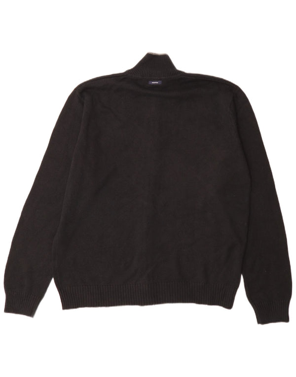Nautica Mens Cardigan Sweater Large Navy Blue Cotton