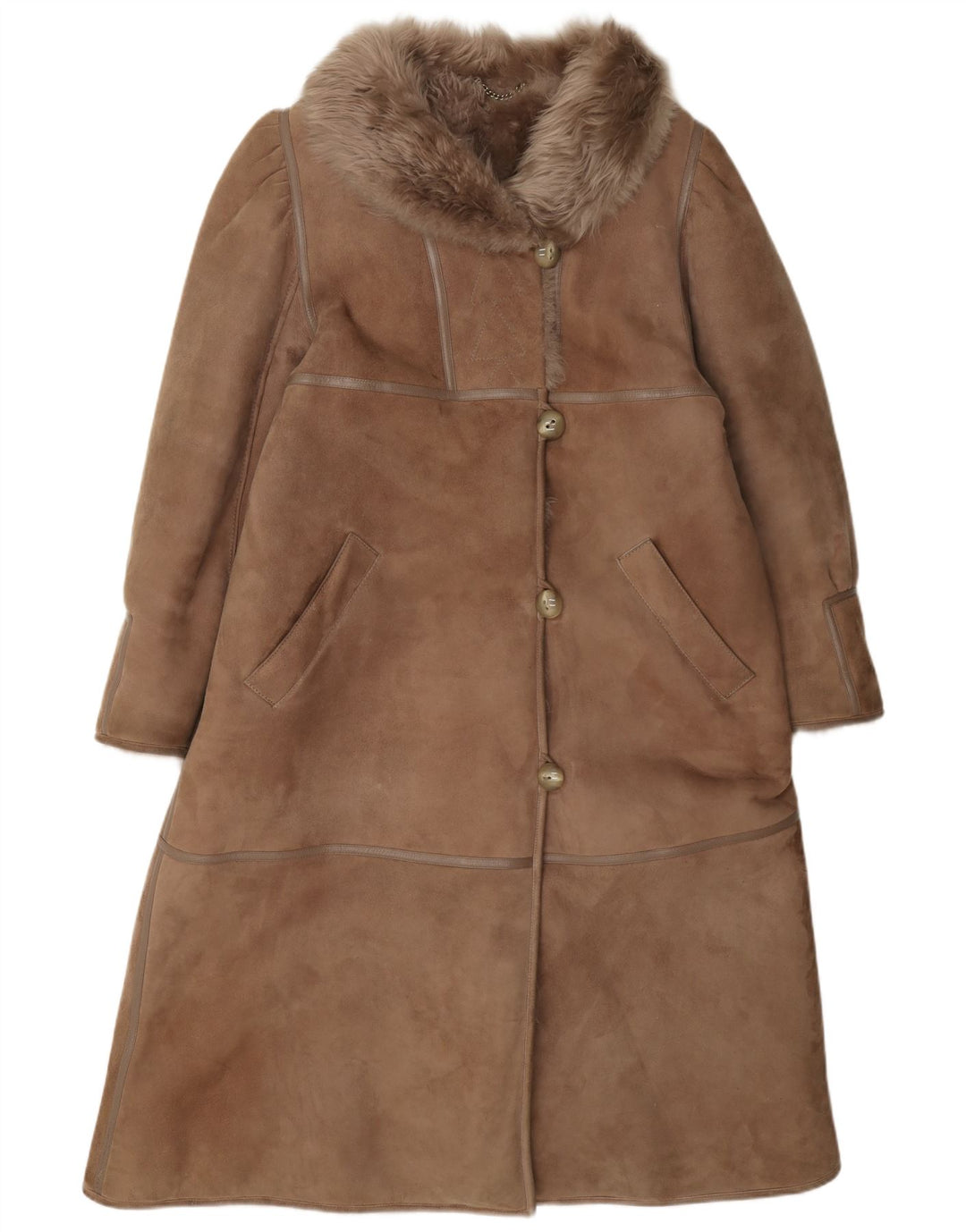 Vintage Dame Shearling Coat IT 42 Medium Brown