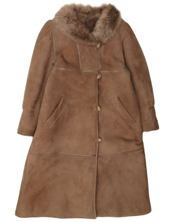 Vintage Dame Shearling Coat IT 42 Medium Brown