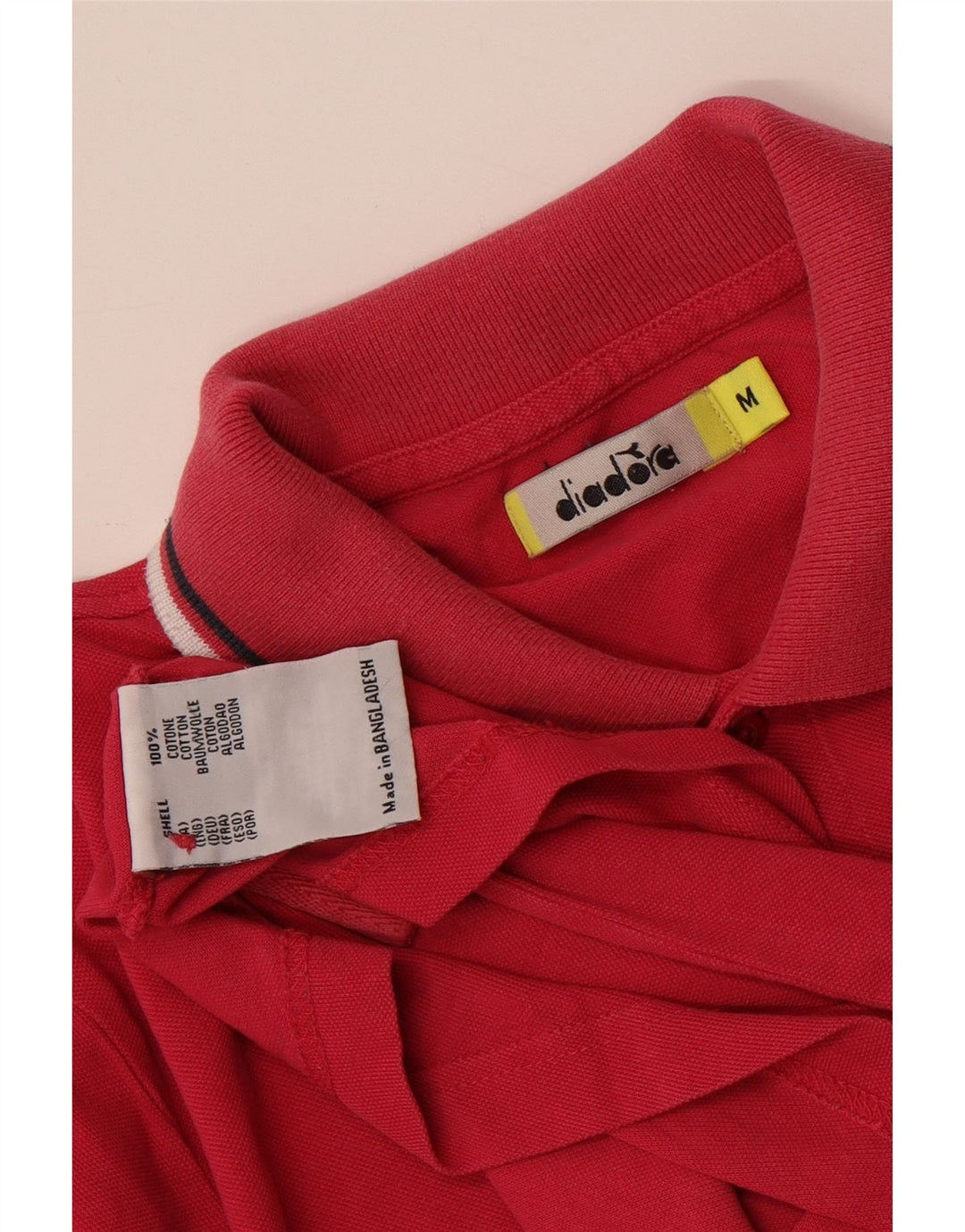 Diadora Mens Polo Shirt Medium Pink Cotton