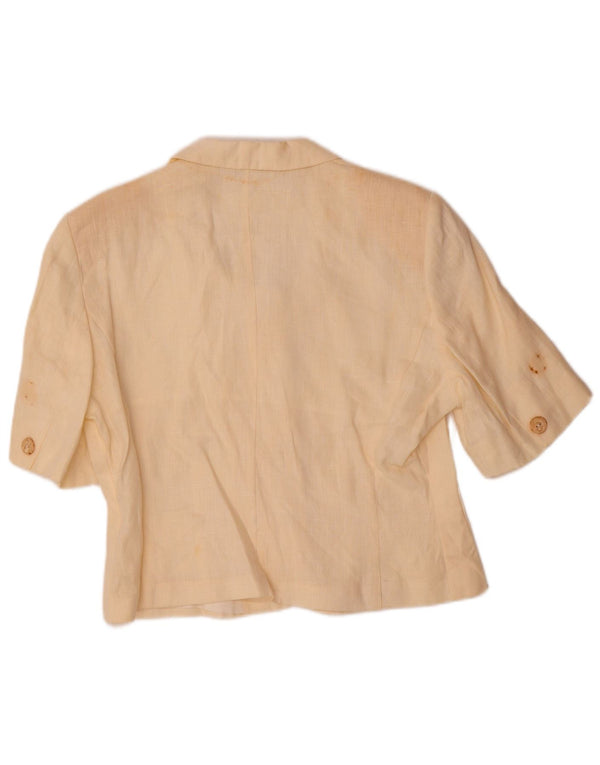 Gianfrediani Womens Short Sleeve 4 Button Blazer Jacket UK 16 Large Beige