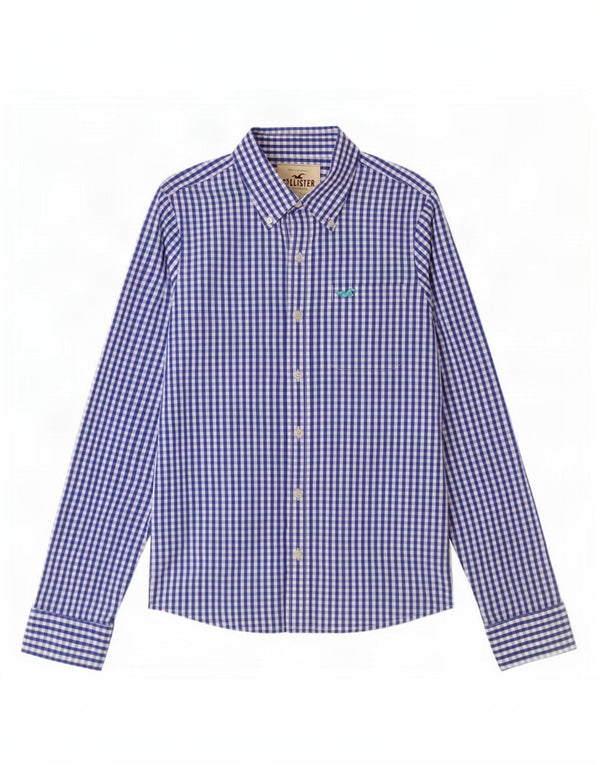 Camicia Hollister da uomo in cotone a quadretti blu medio