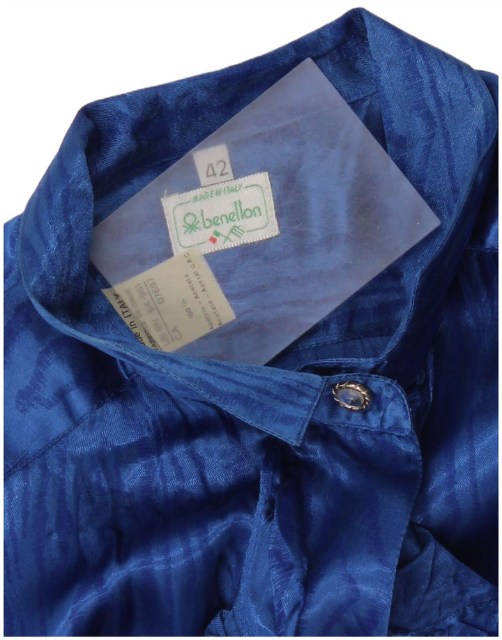 Benetton Femme Chemisier à Motif Abstrait IT 42 Bleu Moyen