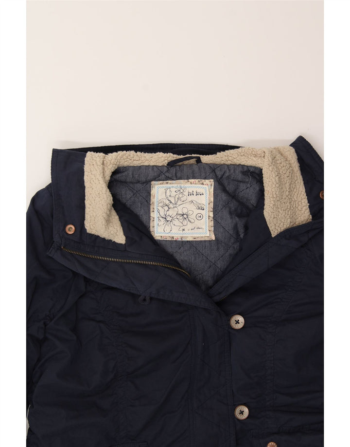 FAT FACE Womens Hooded Windbreaker Jacket UK 14 Medium  Navy Blue Vintage Fat Face and Second-Hand Fat Face from Messina Hembry 