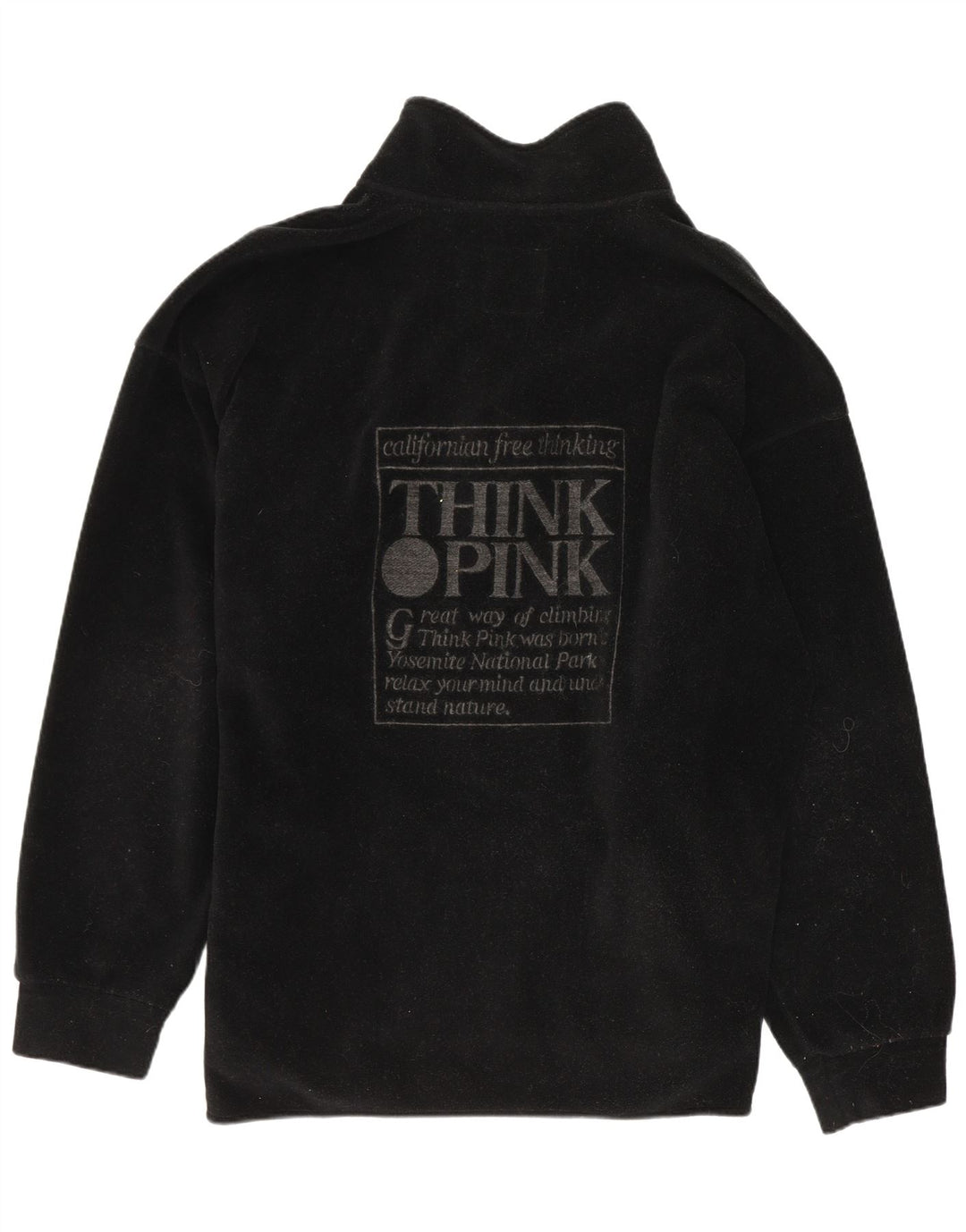 Think Pink Herren-Fleecepullover mit grafischem Reißverschluss und Reißverschluss, Größe L, aus schwarzem Polyester