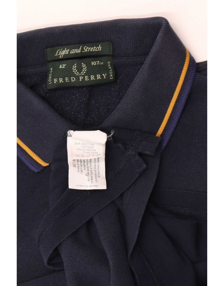 Fred Perry Mens Light and Stretch Polo Shirt Medium Navy Blue Cotton