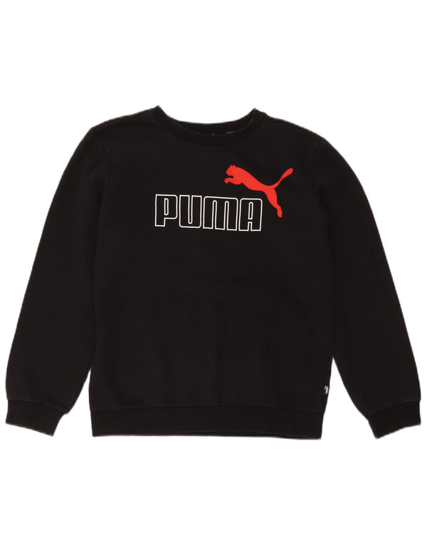 Puma Jungen Grafik-Sweatshirt-Pullover 13–14 Jahre, schwarze Baumwolle
