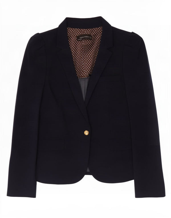 Blazer pentru femei Zara cu 1 nasture UK 12 Medium Bleumarin