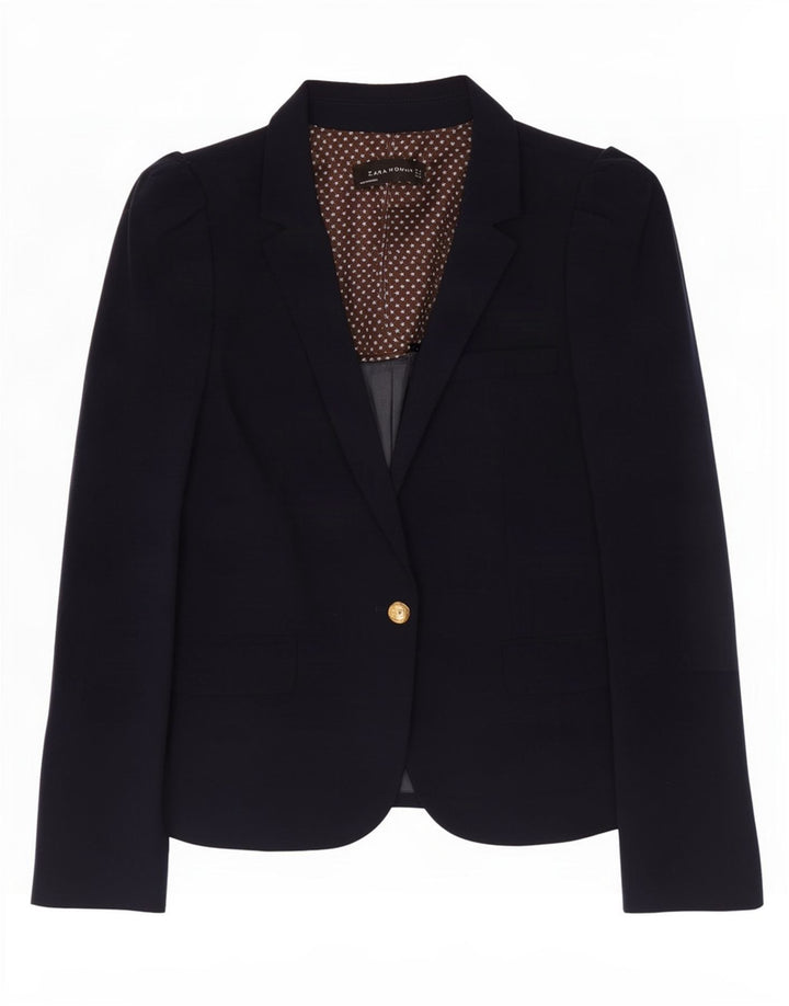 Zara Veste Blazer 1 Bouton Femme UK 12 Bleu Marine Moyen