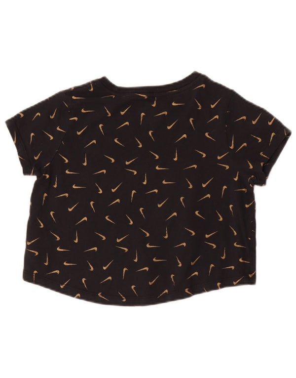 Nike piger Crop grafisk T-shirt top 10-11 år medium sort plettet bomuld