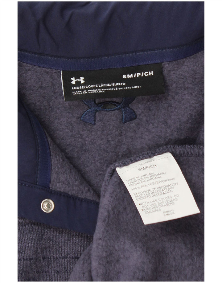 Under Armour Mens Button Neck Sweatshirt Jumper Small Purple Polyester