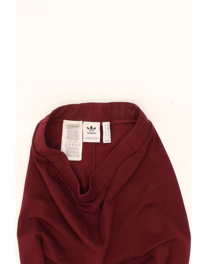 ADIDAS Womens Graphic Leggings UK 8 Small Maroon Polyester Vintage Adidas and Second-Hand Adidas from Messina Hembry 