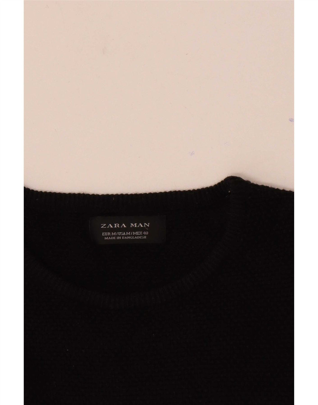 Zara Mens Crew Neck Jumper Sweater Medium Black