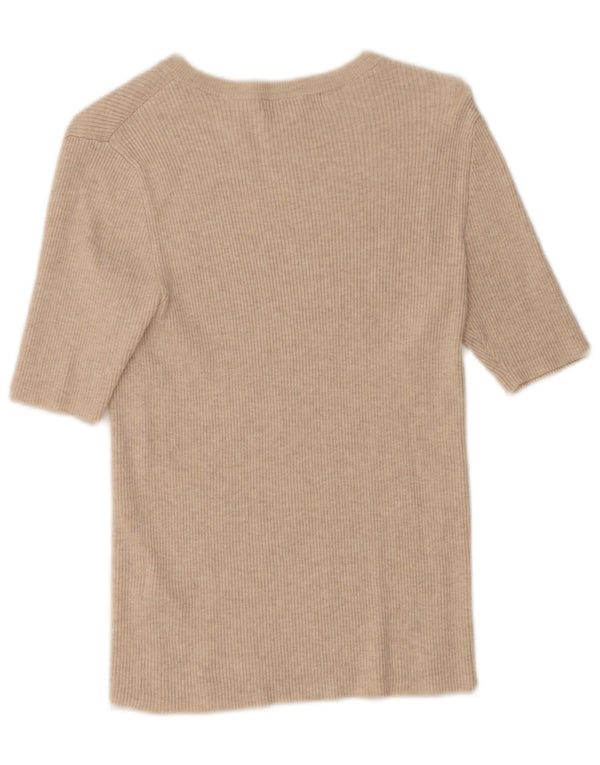 Marks & Spencer T-shirt top til kvinder UK 12 Medium Beige Viscose
