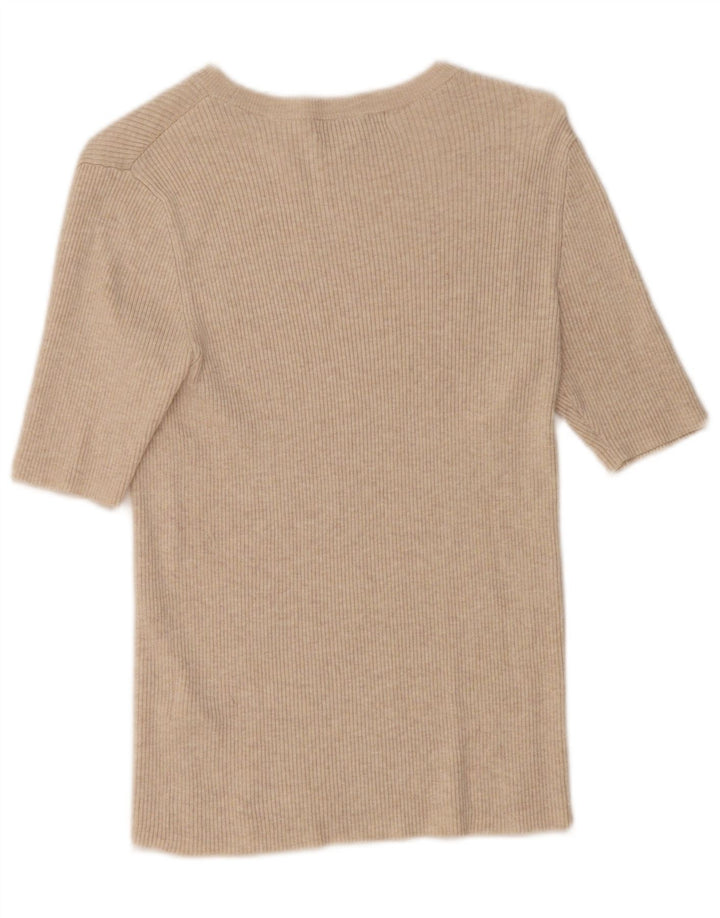 Marks & Spencer Womens T-Shirt Top UK 12 Medium Beige Viscose