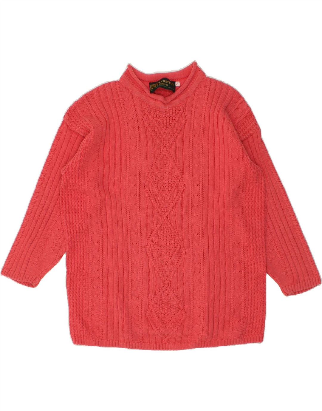 COUNTRY Womens Oversized Turtle Neck Jumper Sweater UK 14 Medium Pink Vintage Country and Second-Hand Country from Messina Hembry 