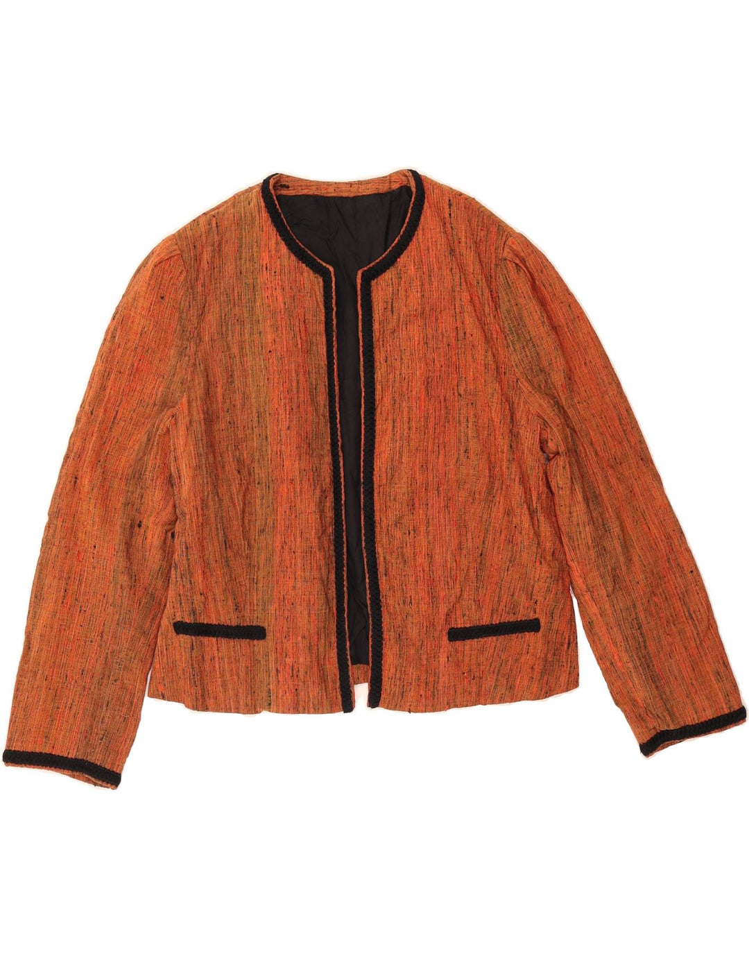 VINTAGE Womens Open Blazer Jacket UK 12 Medium Orange Flecked Vintage Vintage and Second-Hand Vintage from Messina Hembry 