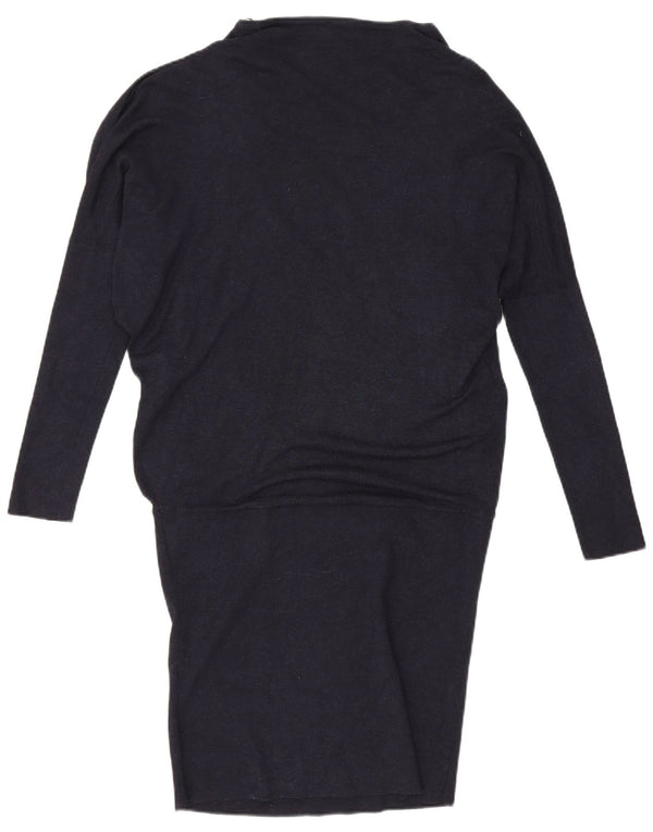 Phase Eight Womens Long Sleeve Drop Waist Dress UK 12 Medium Navy Blue