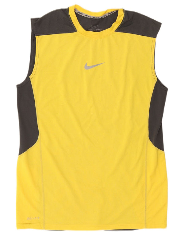 Nike Herre Dri Fit Vest Top Lille Gul Colourblock Polyester
