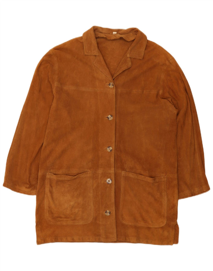 Soprabito vintage da donna in pelle scamosciata EU 40 in pelle beige medio