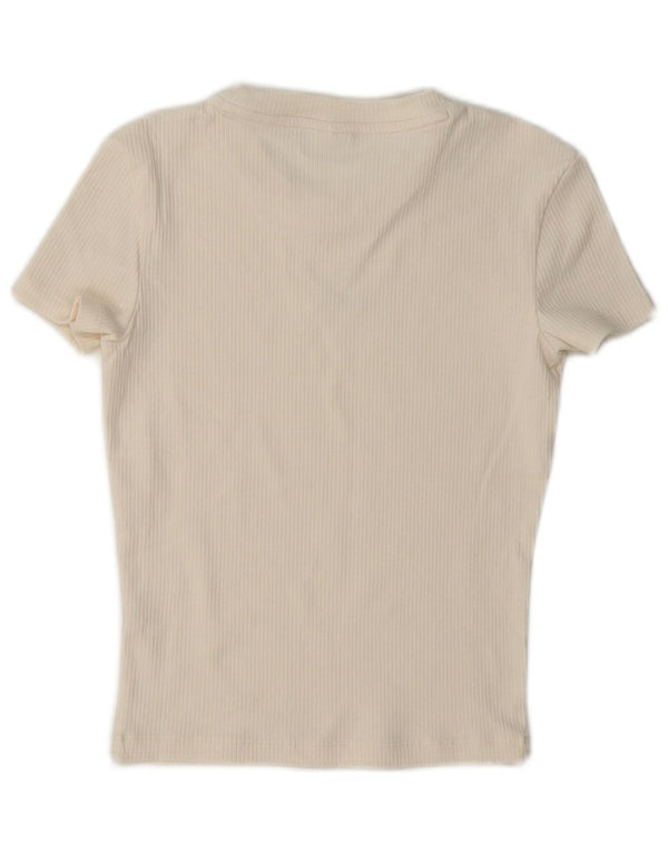 Puma Dame Crop Graphic T-Shirt Top UK 10 Small Off White