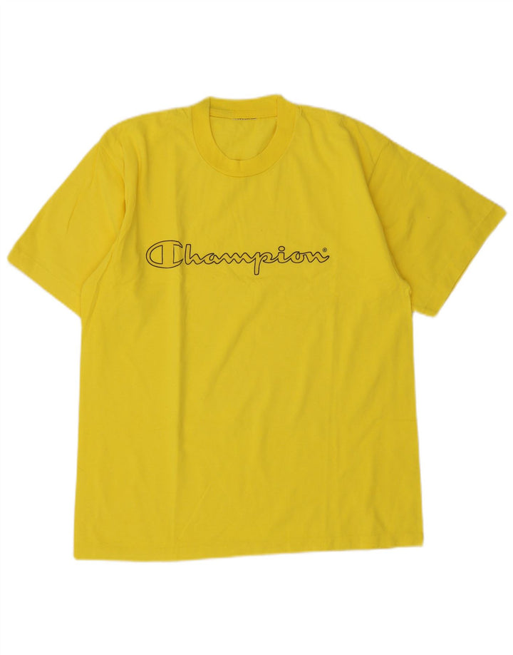 Champion Herre Grafisk T-Shirt Top Medium Gul