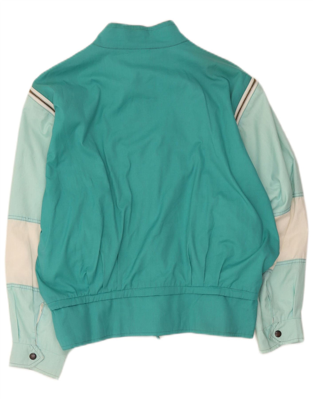 Vintage dame bomberjakke UK 12 Medium Turkis Colourblock Polyester
