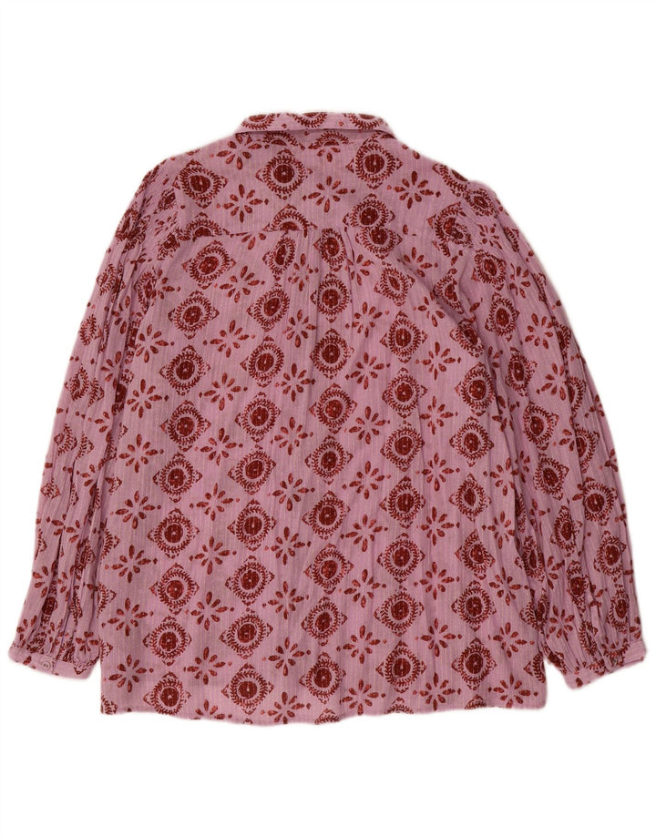 Fat Face Womens Oversized Shirt UK 14 Medium Pink Geometric Cotton