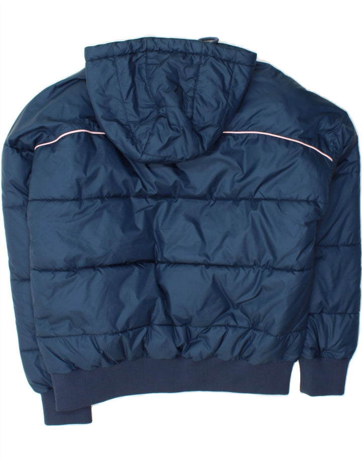ELLESSE Womens Oversized Hooded Bomber Padded Jacket UK 10 Small Navy Blue Vintage Ellesse and Second-Hand Ellesse from Messina Hembry 