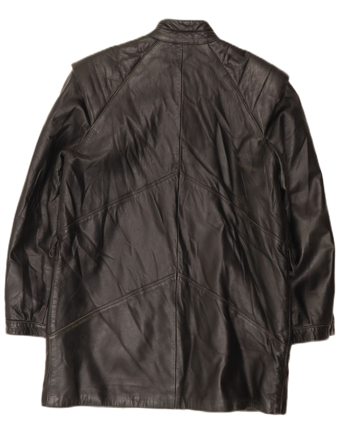 Vintage Womens Leather Coat IT 42 Medium Black