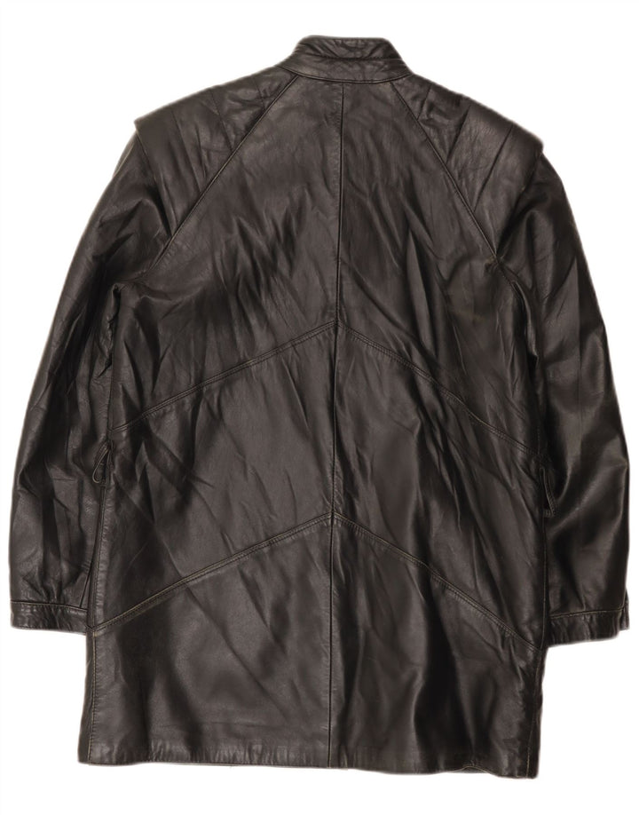 Vintage Womens Leather Coat IT 42 Medium Black