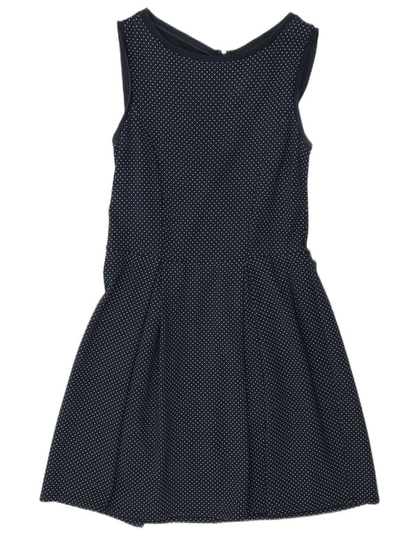 Max & Co. Womens Sleeveless A-Line Dress UK 12 Medium Navy Blue Spotted