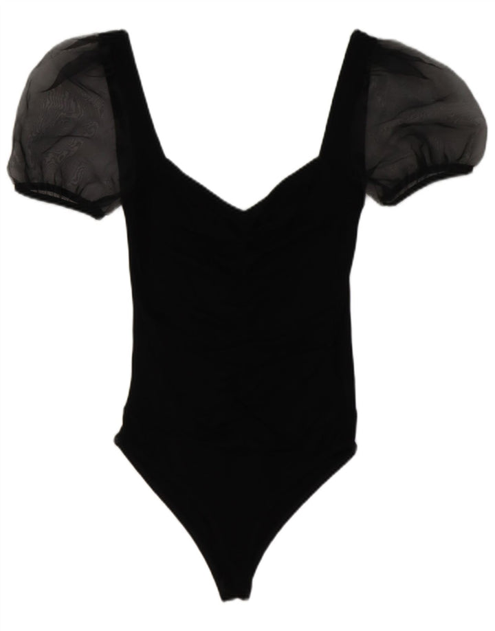 ZARA Womens Bodysuit UK 8 Small Black Colourblock