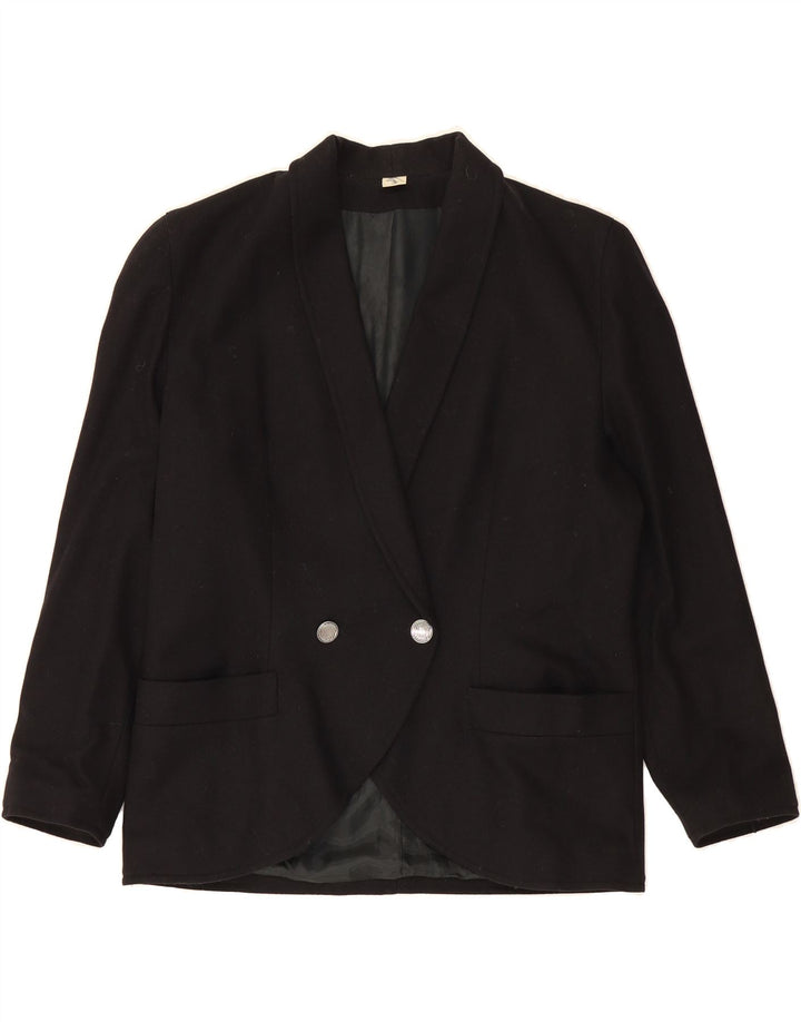 VINTAGE Womens Double Breasted Blazer Jacket IT 46 Large Black Wool Vintage Vintage and Second-Hand Vintage from Messina Hembry 