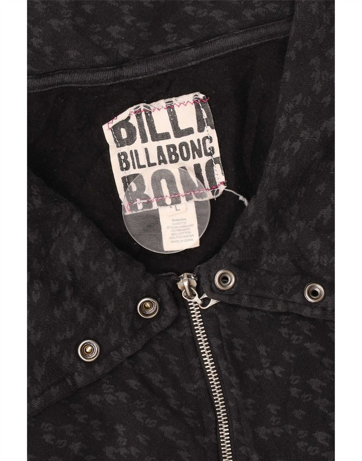 Billabong Womens Tracksuit Top Jacket UK 14 Large Grey Houndstooth Cotton