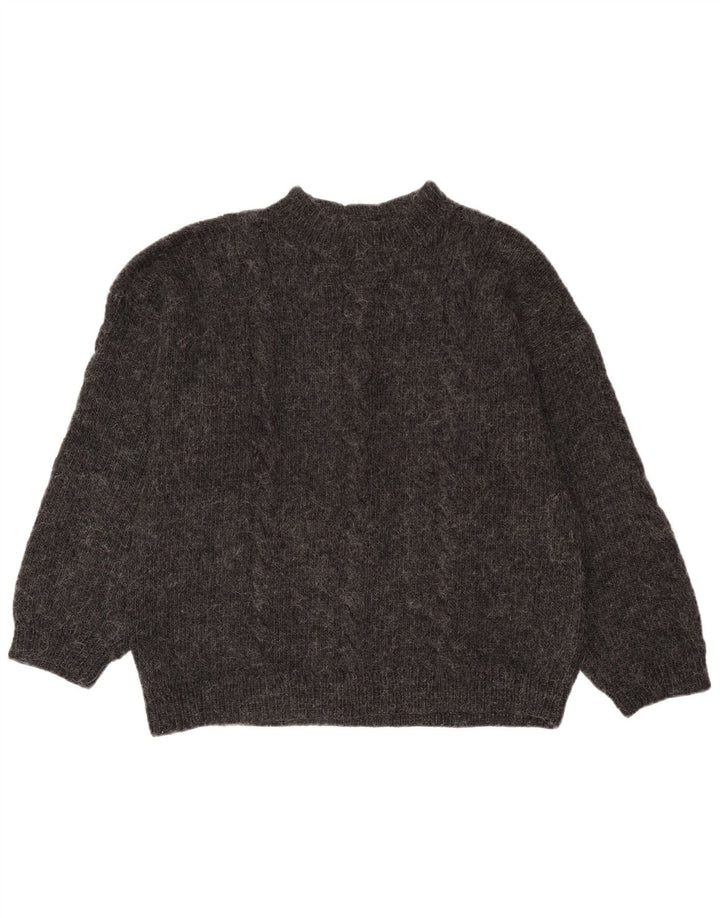 Maglione vintage da uomo con collo alto e maglione grande grigio